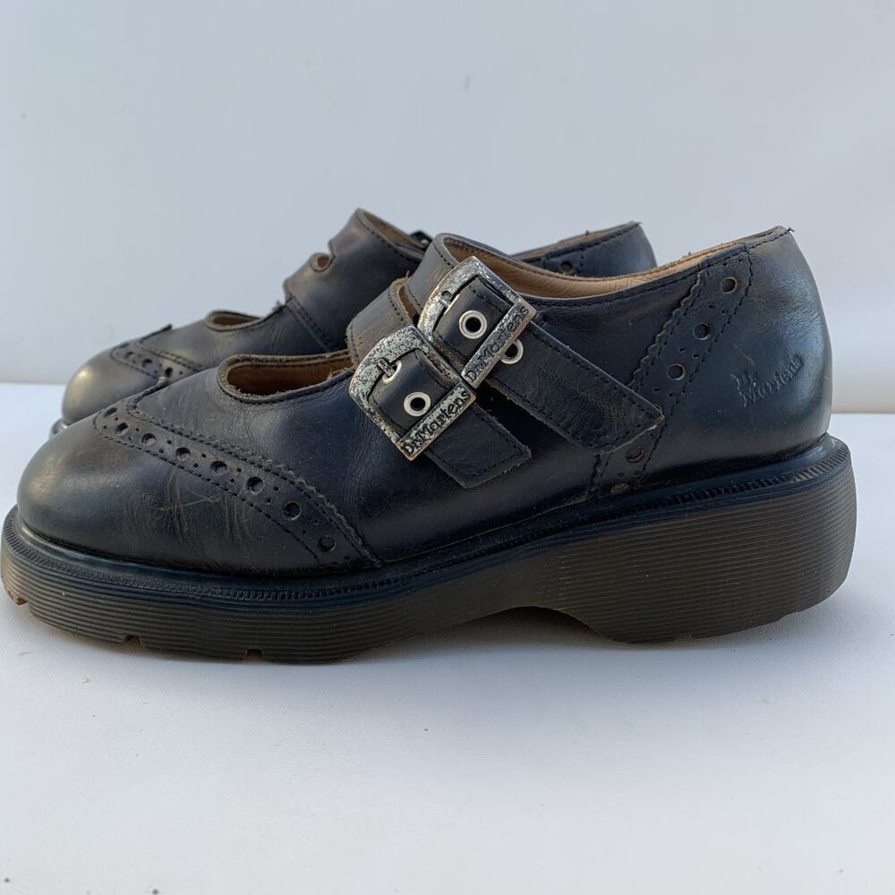 Vintage Dr Martens Mary Jane Shoes Sandals Black Sz 6 Uk Or 8.5 USA Made England